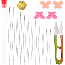 Juego de agujas para abalorios, 19 piezas, agujas de ojo grande para ensartar cuentas, agujas de bordar y agujas de coser, acero inoxidable, ideal par
