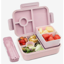 Bugucat Kinderlunchbox met vakjes, 810 ml, lekvrij, bentobox met bestekset, lunchbox voor volwassenen, snackbox, ontbijtbox voor meisjes en jongens, r