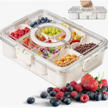 Snackdoos met 8 vakjes en deksel - Lekvrije organizer voor snoep, noten, fruit, groenten, koekjes en desserts.