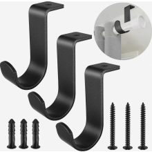 Ensemble de 3 supports de tringle à rideaux, fixations métalliques avec vis, pour salon, chambre, tringles à rideaux murales - Noir