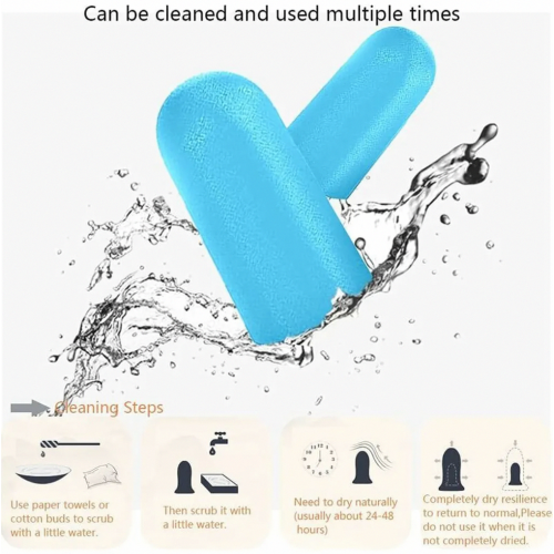 Earplugs, 60 pairs – Soft foam, 38 dB SNR, Reusable, Blue 1