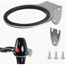 Supporto per asciugacapelli in acciaio inox, montaggio a parete, supporto per asciugacapelli argento con 3 viti, 1 anello in gomma e 1 guarnizione in