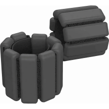 Set of 2 Adjustable 450g Weighted Wristbands, Weights for Legs and Arms, Pilates Accessory - Black