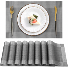 Set van 8 placemats, wasbaar, antislip PVC placemats, geweven placemats, scheur- en hittebestendig, placemats voor keuken, restaurant, eettafel, 45 cm