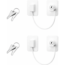 Refrigerator Lock - 2-Pack Refrigerator Lock with 4 Keys, No Drilling Required, Ideal as Child Safety Lock for Refrigerators, Washing Machines and Cab