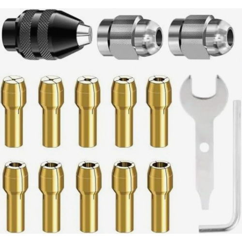 15-piece drill chuck collet set compatible with Dremel,