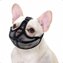 Muilkorf voor Franse bulldogs, bedekt het voorhoofd niet, muilkorf voor honden met een korte snuit, verstelbaar ademend gaas, anti-bijten, kauwen, bla