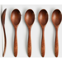 Wooden honey spoons, honey spoons, 4 pieces, handmade wooden spoons, small natural Nanmu soup spoons, for mixing, stirring, cooking, wooden spoons for