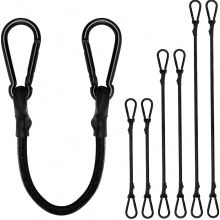Bungee cords with carabiner, expanders with carabiner hooks, set of 6, luggage straps in black in 3 sizes: 60cm, 90cm, 120cm, extra strong b