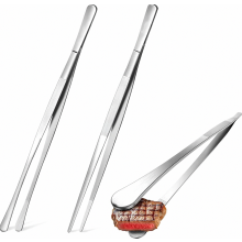 Pinzas de cocina de acero inoxidable, paquete de 2, 16 cm, pinzas de acero inoxidable para carne, pinzas de cocina profesionales, pinzas duraderas par