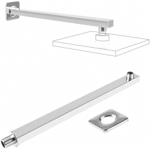 Brazo de ducha cuadrado de acero inoxidable de 40 cm para montaje en pared con cabezal de ducha tipo lluvia (cabezal de ducha no incluido).