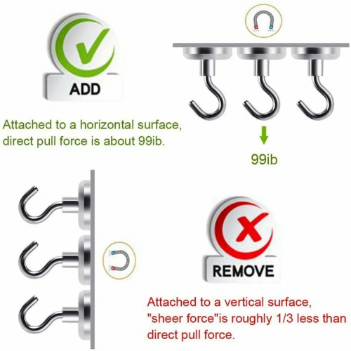 Magnetic hooks, holding force 34kg, neodymium magnet hooks, extra strong, 6 pieces 1