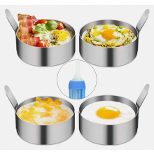 Set of 4 non-stick poachette rings, 9cm egg-shaped, dishwasher-safe cooking rings, non-stick coating, food-grade stainless steel