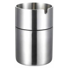 Stainless steel metal ashtray, suitable for outdoor use, windproof, for car, garden, office, home, small, silver-colored