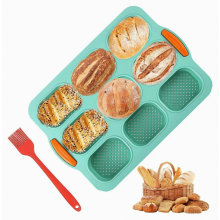 Molde de silicona para hornear panecillos y baguettes, molde de silicona antiadherente de 9 cavidades, bandeja de silicona para hornear pan y panecill