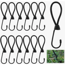 12 tarpaulin tensioners with hooks, black tension hooks, 15cm elastic tensioners with hooks, short luggage tensioners, heavy-duty expander h