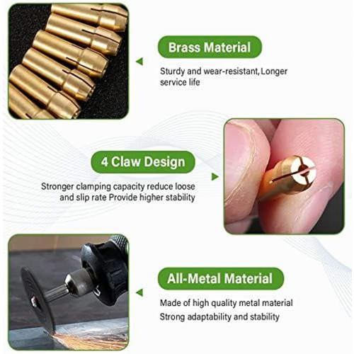 15-piece drill chuck collet set compatible with Dremel, 2