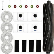 20-piece accessory set for Ecovacs Deebot T20 Omni & T20e Omni robotic vacuum cleaners, including 1 rubber main brush, 4 dust bags, 4 mopping cloths,