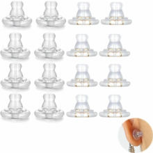 20 stuks hypoallergene siliconen oorbelstoppers, universele vervanging voor oorstekers en hangende oorbellen, in goud en transparant, veilige oorbelst