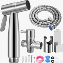Douchette pour bidet de salle de bain, pour robinetterie de bidet, WC avec vanne G1/2, adaptateur WC, pommeau de douche en acier inoxydable, douchette