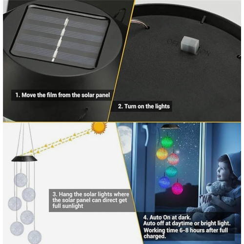 Wind chime, wind chime, wind chimes for outdoor use, LED solar color changing 2