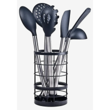 Porte-ustensiles de cuisine Chefarone pour une organisation optimale - Design moderne - Noir - Rangement pratique - Porte-couverts Ø 12 cm