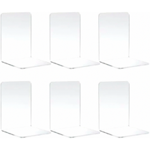 Ensemble de 6 serre-livres en acrylique transparent, antidérapants, pour enfants, école, bureau, maison et bibliothèque.
