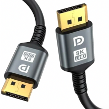 Cable DisplayPort 2.1 de 16K, cable DP de 7 m [16K a 60 Hz, 8K a 120 Hz, 4K a 240 Hz, 40 Gbps] | Cable DP a DP chapado en oro para monitores de juegos