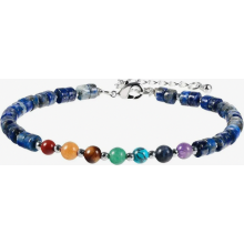 Armband met 7 chakrastenen en kralen voor dames, verstelbare kristallen armband, platte kralenarmband, yogaarmband, edelstenen sieraden voor meditatie