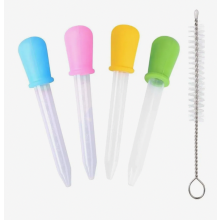 Pack of 4 liquid droppers, 5 ml silicone and plastic pipettes, children's pipettes with rounded tip, suitable for gummy bear and candy molds
