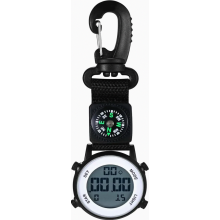 Digitale clip-on quartz karabijnhaakhorloge, zakhorloge met lichtgevende wijzerplaat, kalender, alarm, kompas, FOB-horloge voor artsen, verpleegkundig