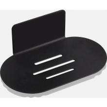 Self-adhesive, drill-free wall-mounted soap holder, stainless steel soap dish, bathroom kitchen soap tray for sponges, brushes, and soap (black)