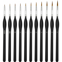 11-delige fijne detailpenselenset, miniatuurpenselen, extra fijne penselenset voor acrylverf, aquarel, modelbouw, olieverf en miniaturen (zwart)
