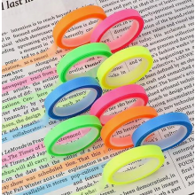 10 Rolls of Fluorescent Adhesive Notes Highlight Strips, Colored Transparent Sticky Notes, Highlighter Tape, 6mm x 5m, Removable, Colored Ta
