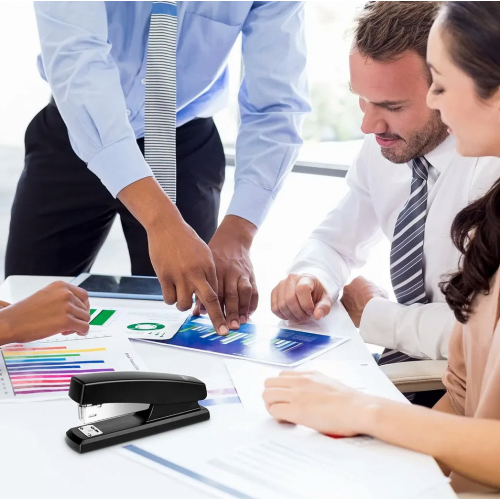 Deli stapler, desktop stapler with 640 staples, office stapler, 25-sheet capacity, black 1