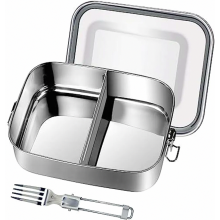 Boîte à lunch en acier inoxydable, 1200 ml, étanche avec séparateur amovible, boîte à lunch en métal écologique pour adultes et enfants