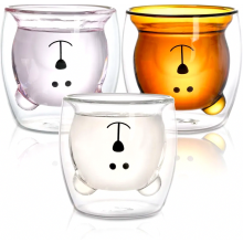 3 Double-Walled Glasses, Cute Bear Cups, Tea Glasses, Coffee Glasses, 250ml Latte Macchiato Glasses, Milk Glasses, Espresso Cups, Birthday G