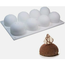 Silicone sphere mold with 8 cavities, silicone baking mold sphere, hemisphere chocolate mold for chocolate, jelly, pudding, mousse, BPA-free