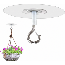 Self-Adhesive Ceiling Hooks, Wall Hooks with Safety Lock, No Drilling Required, Heavy-Duty Ceiling Hooks, Extra Strong Adhesive Hooks for Flower Pots,
