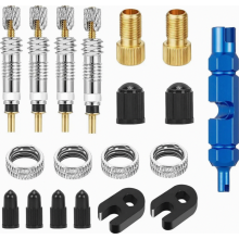 19-delige Franse ventielset, Presta-fietsventiel, adapter voor Frans fietsventiel, bandenreparatieset, ventielsleutel voor fietsen, mountainbikes, ven