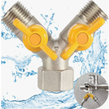 3-way Y-splitter, 1.2 inch brass diverter valve, Y-splitter valve with 2 independent valves, faucet splitter garden hose, for washing machin