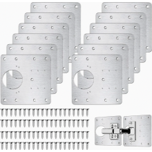 Piastre di riparazione per cerniere in acciaio inox, 12 pezzi, con 80 viti, kit di riparazione per cerniere da cucina 9 x 9 cm per ante e mobili.