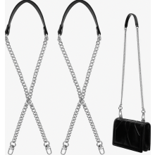 Bag chain, 2 pieces leather chain strap, metal chain replacement chain carrying strap bag shoulder strap, flat chain strap for bags, handbag