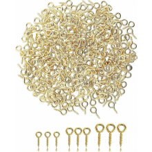 300 Pieces Small Eye Screws, Screw Eyes, Eye Screws with Wood Thread, Screw Hooks, Stainless Steel Ring Screws for Jewelry Making, DIY Crafts, Woodwor