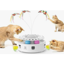 3-in-1 Interactive Electric Cat Toy - Automatic Feather Toy, Fluttering Butterfly & Cat Ball Track - USB Powered