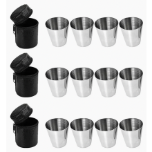 Set of 12 reusable stainless steel shot glasses, stackable - 30ml pinch glasses for vodka or tequila shots