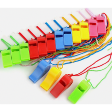Sports whistles with lanyard, plastic whistles, random color