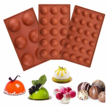 Half-sphere baking mold, 3-piece set of round silicone molds, praline molds, flexible chocolate molds, silicone bar molds for cakes, jellies