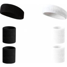Set di 6 fasce antisudore, fascia sportiva per capelli, fascia da polso, fasce antisudore in spugna a righe, allenamento sportivo, fascia da polso per