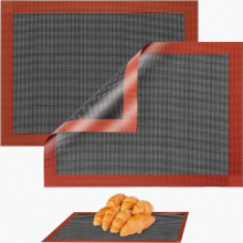Tapete de silicona para hornear de 40 x 30 cm, 2 piezas, antiadherente, reutilizable, antideslizante, para horno y microondas.